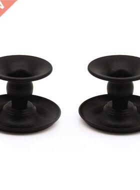 AT69 -Pack of 2 Black Taper Candle Holders,Pillar