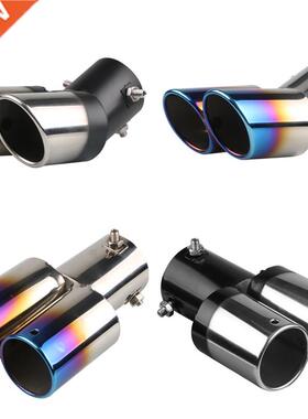 Dual Outlet Car Exhaust Tip Stainless Steel Slant Rolled Edg