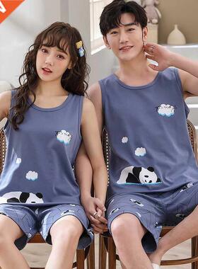 Couple vest sleepware suit women summer pajamas Cotton Big Y