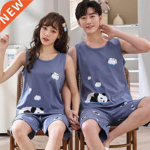 Couple vest sleepware suit women summer pajamas Cotton Big Y