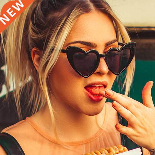 New Cute Heart Sunglasses Woman Fashion Brand Designer Sun G
