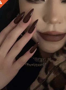 24Pcs Sharp Pointed Wearable False Nails Medium-Long Size Re