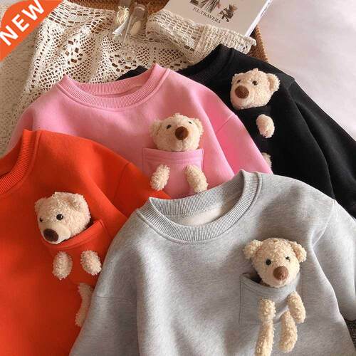 2-6 Years Autumn Winter Girls Boys Cute Bear Long Sweaters B