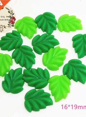 20pcs 16*19mm Mix Colors Cute Resin Green Leaf Flatback Cab