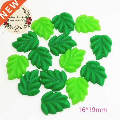 20pcs 16*19mm Mix Colors Cute Resin Green Leaf Flatback Cab