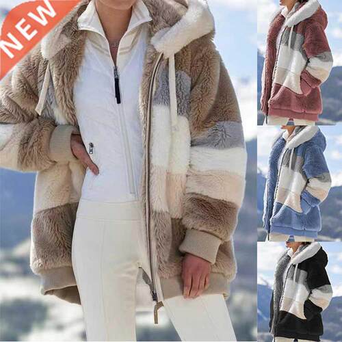2022 Women Winter Plus Size Long Teddy Jacket Warm Thick Fle