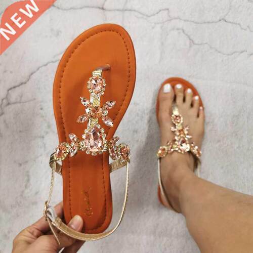 2022 ndy Summer Women's Shoes Large Size Beautiful Crystal S