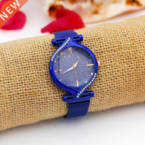 Female Jewelry Magnetic Mesh Belt Watches Oval Quartz Bracel
