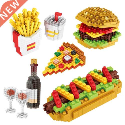 Mini Blocks Moc Fast Food Burger Ice Cream French Fries Diam