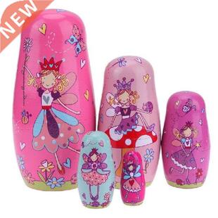 5pcs/Set Basswood Russian Matryoshka Dolls Fantasy Pink