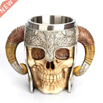 Stainless Steel 3D Drinking Cup Resin Skull Mug Beer Tea