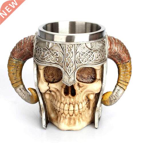 Stainless Steel 3D Drinking Cup Resin Skull Mug Beer Tea