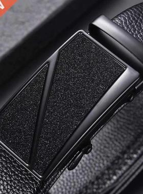 Men's Belt Cow Leather business Automatic Buckle Black Genui