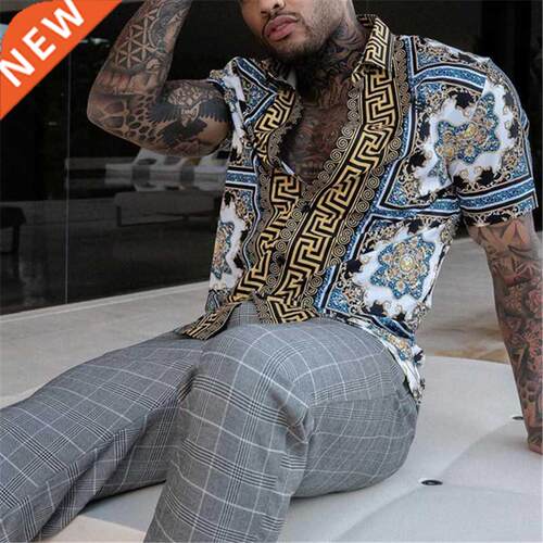Summer New Men's Clothing European American Retro Trend Shir