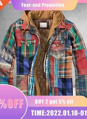 Men Retro Vintage Spring Winter Long Sleeve Plaid Shirt Jack