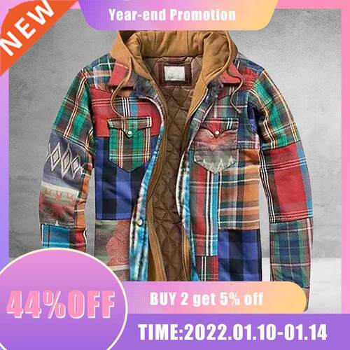 Men Retro Vintage Spring Winter Long Sleeve Plaid Shirt Jack