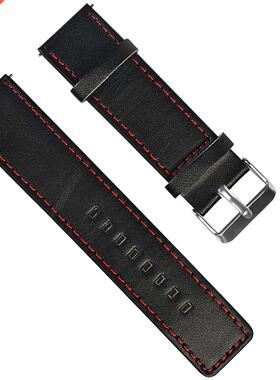 Wriststrap For Haylou-LS05S 22mm Red Car Line Leather Strap