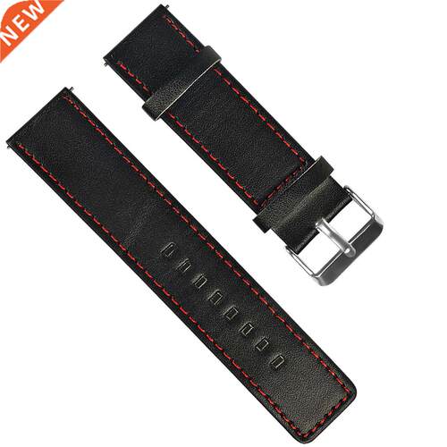 Wriststrap For Haylou-LS05S 22mm Red Car Line Leather Strap