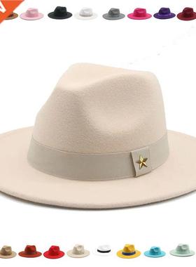 Fedora Hat Women Winter Hats for Women Ribbon Band Men's Hat