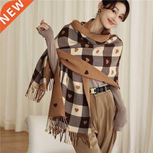 New Luxury Plaid Scarf Cashmere Thick Shawl Women Long Wint