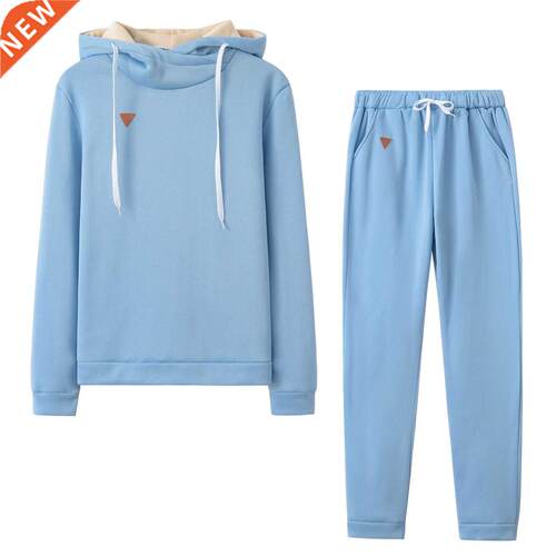 Autumn Winter Women's Fleece Fashion Pullover Hoodies Set Wo