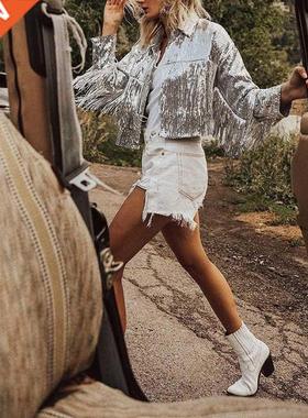 Women's Tassel Sequin Jacket 2020 Autumn Winter Sewear Rock