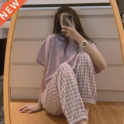 Qweek Women's Pajamas Summer Night Home Suit Pyjamas
