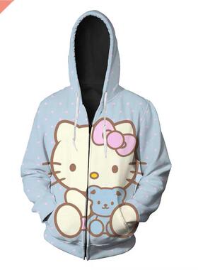 Spring Autumn Fashion Ladies D Printing Zipper Hoodie Carto