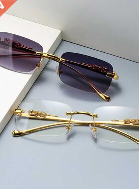 Fashion Vintage imless Squae Sunglasses Women Men Luxuy B