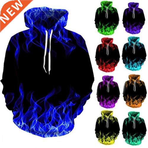 Autumn Colorful Flame Hoodie Men Women D Digital Fire Print