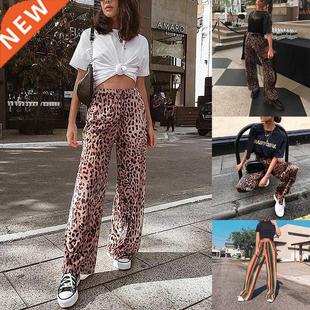 Leopard print loose casual wide-leg pants tro宽松阔腿裤长裤