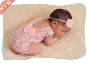 Newborn Photography Props Baby Lace Romper Outfit Headband P