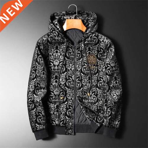 Winter Jacket Men Faion Paisley Coat Men Craft Embossed Em