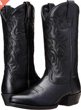 Men Boot 2021 Mid Calf Western Cowboy Motorcycle Boots Male