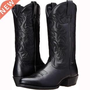 Men Boot 2021 Mid Calf Western Cowboy Motorcycle Boots Male