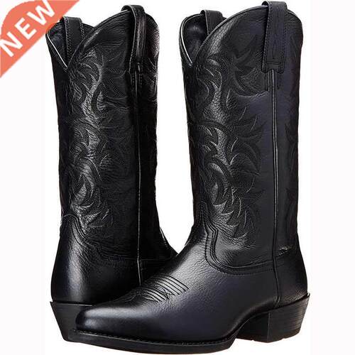 Men Boot 2021 Mid Calf Western Cowboy Motorcycle Boots Male