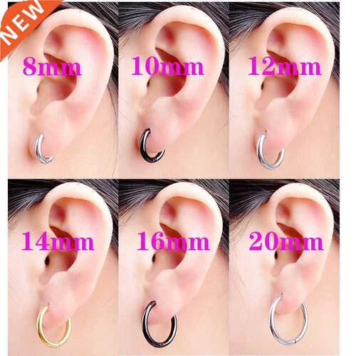 2PC /Set Stainless Steel Small Hoop Earrings for Women Men G