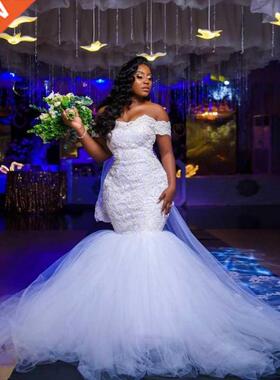 Beaded South African Mermaid Wedding Dresses Off The Shoulde