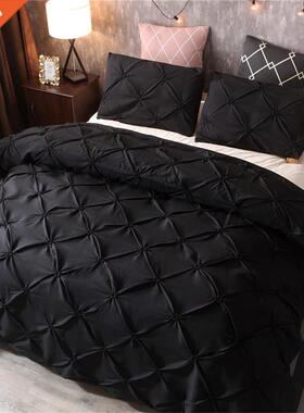 Luxury Pnch Pleat Black Beddng Comforter Beddng Sets Bed