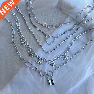 Kpop ainless eel Harajuku Heart Wing Choker Necklaces Fo