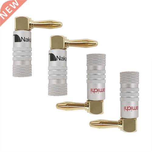 1/2Pair Gold Plated Right Angle 4mm Banana Connector Audio S