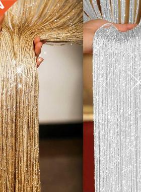 1x2m New Shiny Tassel Silver Line String Curtain Valance Liv