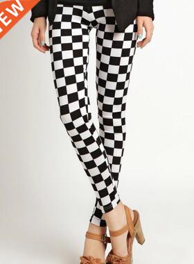 Spring summer checkerboard slim leggings women