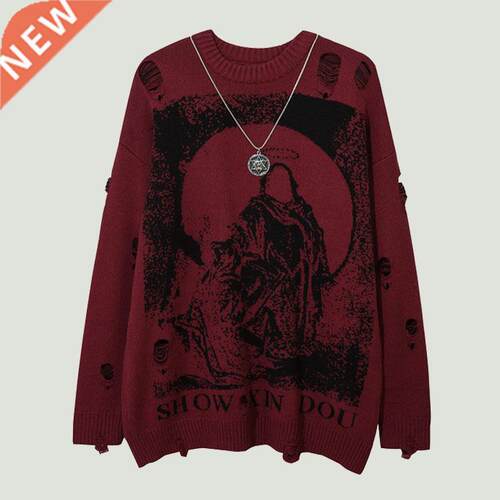 Sreetwear Destroyed Hole Knitted Sweaters Mens Hip Hop Haraj
