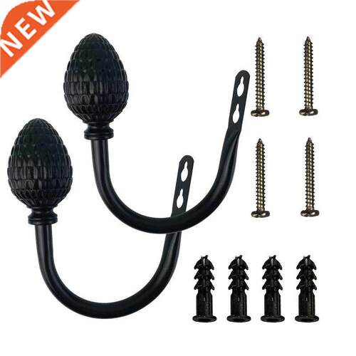 A Pair Of Metal Curtain Hooks - Retro Pine Cones Wall Mounte