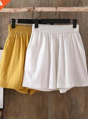 2022 Summer Women Cotton Linen Shorts Loose Casual Shorts Wo