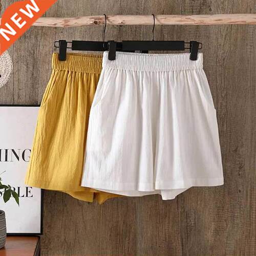 2022 Summer Women Cotton Linen Shorts Loose Casual Shorts Wo