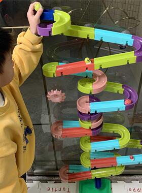 Baby Bath Toys DIY building blocks Slide Race Run Assembling