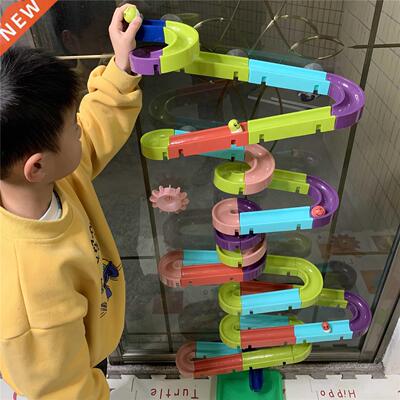Baby Bath Toys DIY building blocks Slide Race Run Assembling