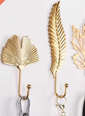 Nodic Style Gold/Geen Leaf Shae Wought Ion Hook Wall Ha